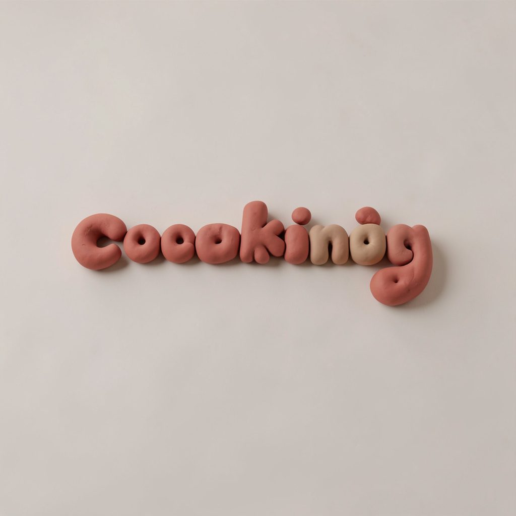 Soft pink and cream background with rounded handmade clay forms suggesting a warm kitchen atmosphere, gentle pastel tones